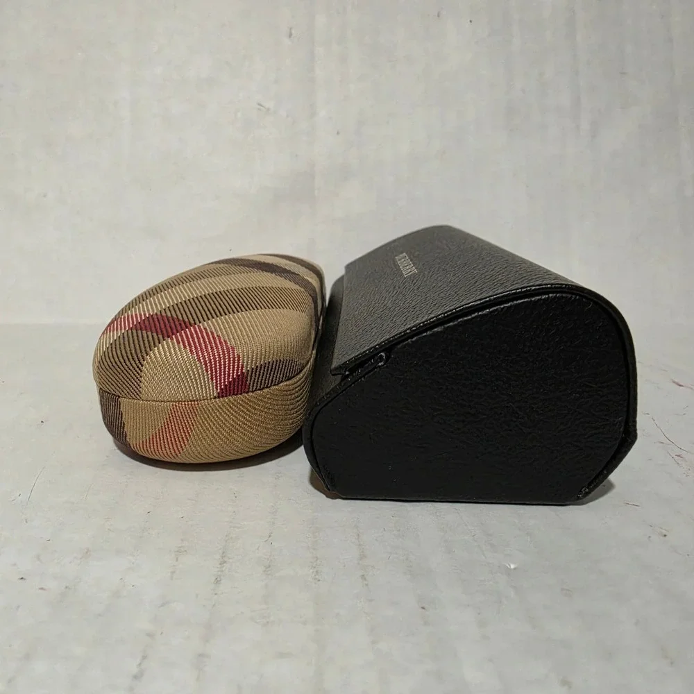 Burberry Eyewear Case Set Black Pebbled & Nova Check Hardshell 2 Pieces